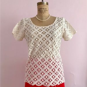 Two of Us by Anthropologie medallion eyelet see through blouse